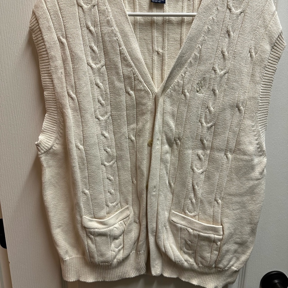 Náutica Women's Cream Cable Knit Sweater Vest size XL/ NWOT B86